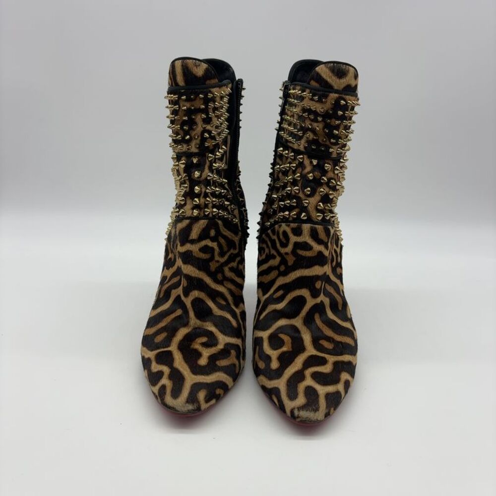 Christian Louboutin Leopard Studded Pony Hair Booties